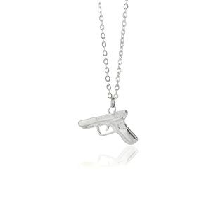 New Necklace With Pistol Shape Pendant. Silver new with tags.